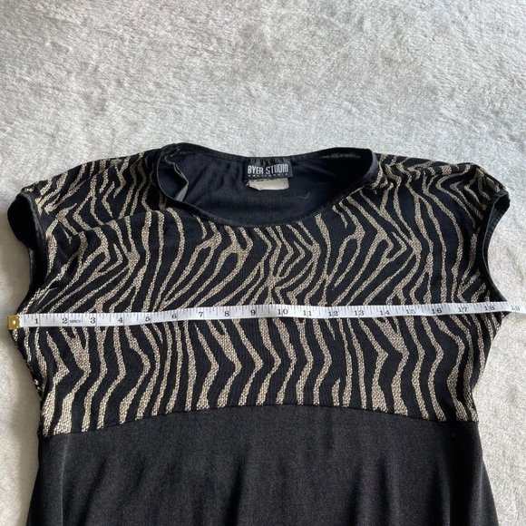 Vintage Byer Studio California Maxi Dress Womens Sz 8 Black Animal Print Stretch - Picture 7 of 9